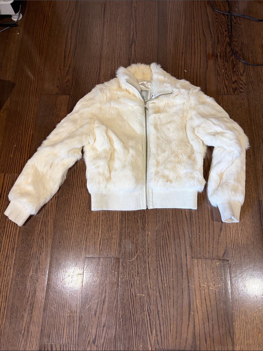 Vtg Wilsons leather Maxima rabbit fur boho cropped jacket sz L
